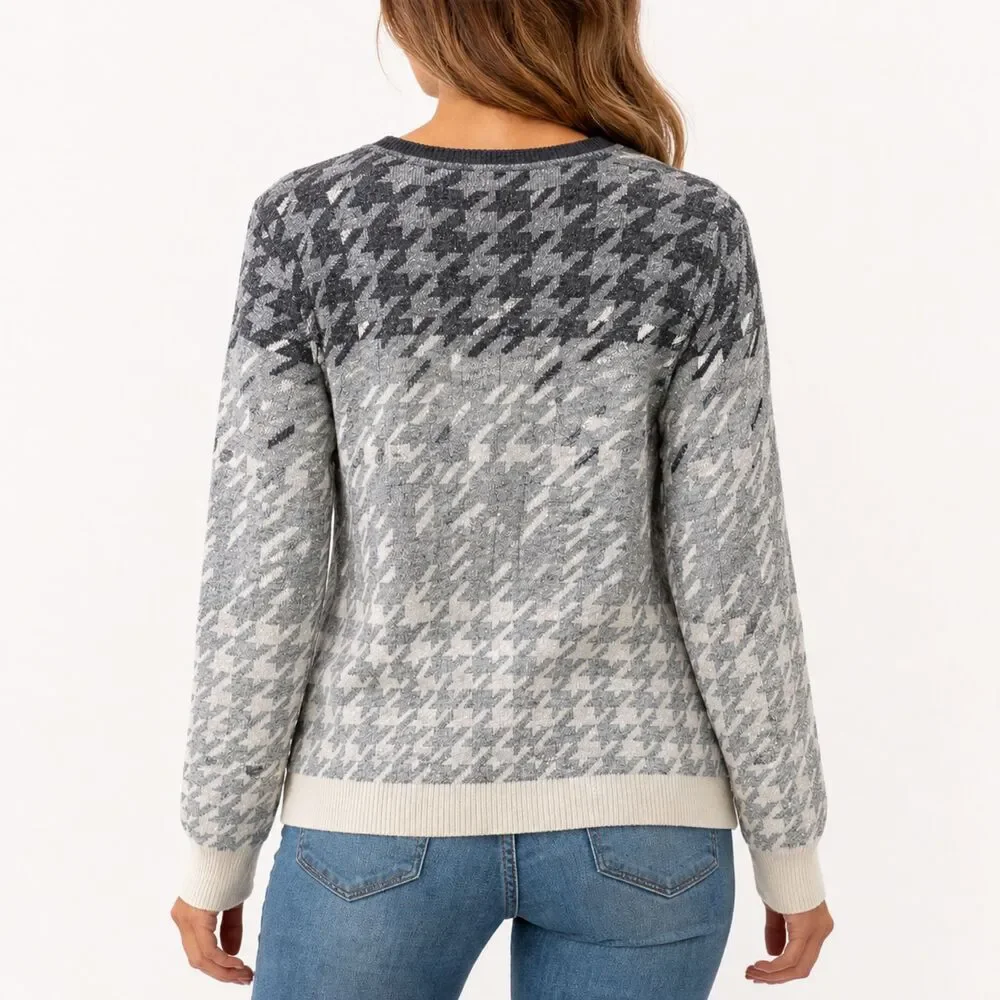 Fox Croft Houndstooth Cardigan Small Knit  Sweater NWOT